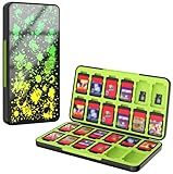 ATiC Switch 2/ Switch/Switch Lite/Switch有機ELモデル ソフトケース カード収納ケース Switchソフト24枚/Micro SD 24枚同時に収納 ゲームカード収納ボックス カードまとめ収納 耐衝撃 軽量 防塵 持ち運び便利 スプラ3柄 YellowGreen