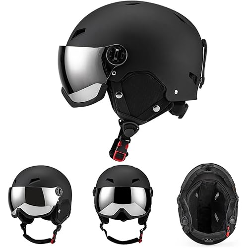 TIMDU スキー ヘルメット スノーボード ヘルメット バイザー付き 全方位調整アジャスター 通気スイッチ 高密度EPS 取り出し可能 洗濯可能 ダブルレンズ 曇り止め/防風 UVカット 耐衝撃 ヘルメット スノーボード/ジャンプ/クロスカントリー