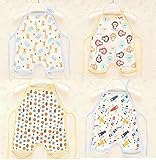 (エルフ ベビー )Fairy Baby ベビー用 春夏 綿100％ 洗濯可 赤ちゃんエプロン 新生児腹と太ももケア 4枚組(セット1,80cm)