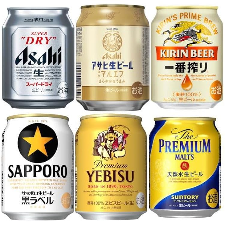Amazon.co.jp: 国産 生ビール 250ml缶 飲み比べ 6種×4本［合計24