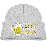 男女兼用 キッズ テーラード キス 料理 ビール プリント ニット帽 ビーニー 個性的な ワッチ オールシーズン アウトドア 日よけ お出かけ 通学 遠足 ダンス グレー