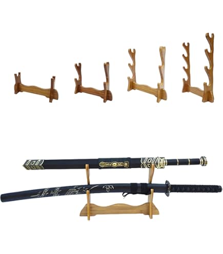 Amazon.co.jp: 刀掛け 竹二刀ディスプレイスタンド、 5高さの刀