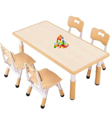 Amazon.co.jp: CHIIRAKU キッズテーブルと4チェアセット 子ども机と