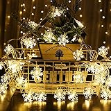 Aolvo イルミネーションライト 電池 5m 50LED電球 装飾品 ライト スノー クリスマス飾り LEDストリングライト 飾りライト 結婚式 パーティー お祭り (暖かい白)