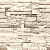 (ハンメロ)HANMEROリビング 部屋 diy リフォーム用 レンガ柄 はがせる ビニール壁紙 のりなし 53cm×10m　ベージュ