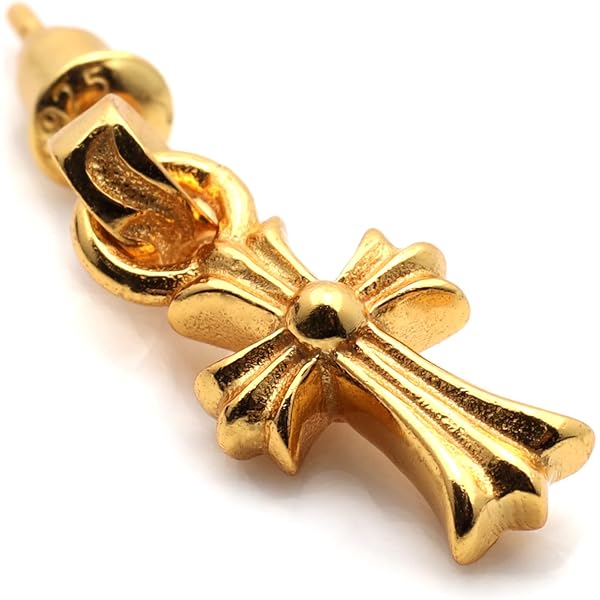 SILVER925ｘ22kgp加工 ゴールド 金色 クロスピアス 十字架ピアス Amazon | Dawn Art (ドーンアート) SILVER925x22kgp加工