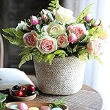 BAGEHUA ラウンドストローストレージバスケットバスケット織り花リビングルーム装飾 Bluegrass ストレージバスケットシリーズホワイト