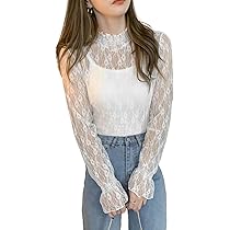 Amazon | [fourfivesixはる] チュールレース ハイネック 総
