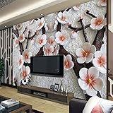 lhdlily 3d壁紙壁画壁ステッカーThickeningカスタム写真壁ステッカーReliefステレオPlum Blossom TV wallpara Sala atacado LHDLily-36