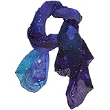 [Mikyu] レディース お洒落 スカーフ ストール 薄手 大判サイズ ファッション シフォンロング シヨール 秋春冬 暖かい 防寒 彼女 贈り物 ギフト 母の日 クリスマス 誕生日プレゼント 180cmx90cm 夢幻 宇宙柄 星 星空 星柄 星