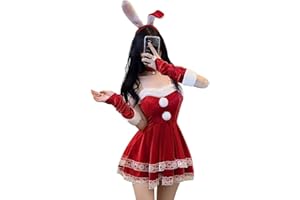 [DECEED] サンタ コスプレ うさぎ 可愛い バニーガール サンタコス 衣装 サンタクロース 仮装 レディース クリスマス コスチューム ミニスカサンタ 女性 6点セット 4色選択可能