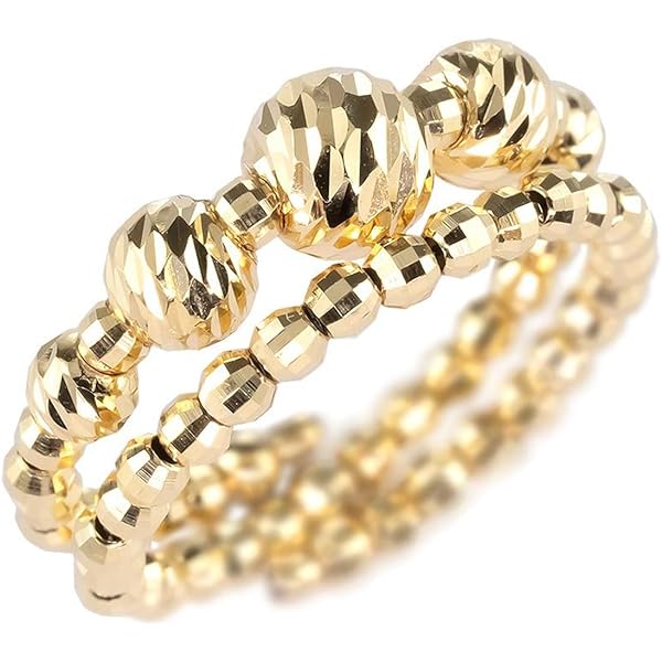 Amazon | 18金 リング 2連調 5mm玉入り ミラーボール K18 コイルリング