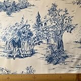 フランス製 トワル・ド・ジュイ Galanterie Blue 縦５０cm幅１４０cm【輸入生地 株式会社コフレ】