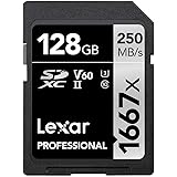 Lexar Professional 1667x 128GB SDXC UHS-II Card, (LSD128CB1667) Silver