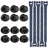 Vastar 12 Pack Desktop Cable Clips Holders Cord Management System Black and 5 pack Reusable Cable Ti