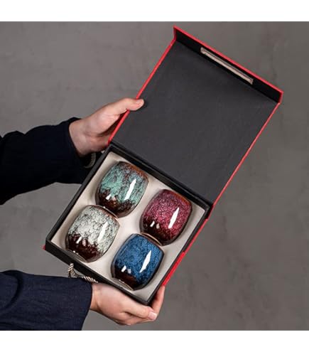 Japanese Sake Cups Set Of 2 - Sakura And Mt. Fuji Design Ceramic Cups