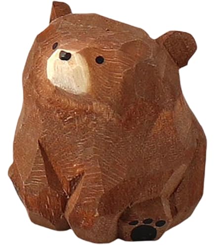Amazon.co.jp: PAVIKE 木彫りの熊 ミニサイズ 木雕摆件 ウッドベア像