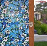 Arthome Frosted Decorative Privacy Window Films Stained Glass Film No Glue Non-Adhesive Self Static 