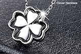 幸運のヨツバ　運の四つ葉　幸せのペンダント　チェン付き　シルバー製　　 (シルバー四つ葉)