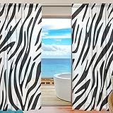 seulifeウィンドウ薄手のカーテン、Zebra動物印刷ボイルカーテンドレープドアキッチンリビングルームベッドルーム55 x 78インチ2パネル 55"x 78" g2901519p113c127s