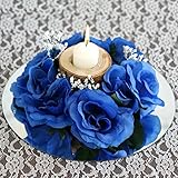 tableclothsfactory 8 pcs人工バラ花Candleリングウェディングセンターピース – ロイヤルブルー