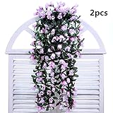 Coobl人工シルクローズ芽ガーランド植物つる花花ウェディングパーティー壁ホームデコレーションパープル& # xff08 ; 2個入り) 2.6TF パープル A