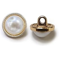 Amazon | パールボタン 装飾 【金フチ ゴールド】 ホワイト 白 パール 