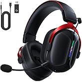 Gvyugke Wireless Gaming Headset, 2.4GHz USB Dual Wireless Gaming Headphones with mic for PS5, PS4,Switch,PC,Mac with Bluetoot