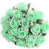 Soledi人工花18 Headsソリッド色シミュレーションバラのウェディングホーム装飾