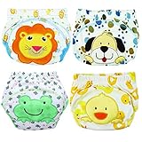3層と少年少女の幼児の子供のための4枚の赤ちゃんのトイレトイレトレーニングパンツ (L/90, 少年)