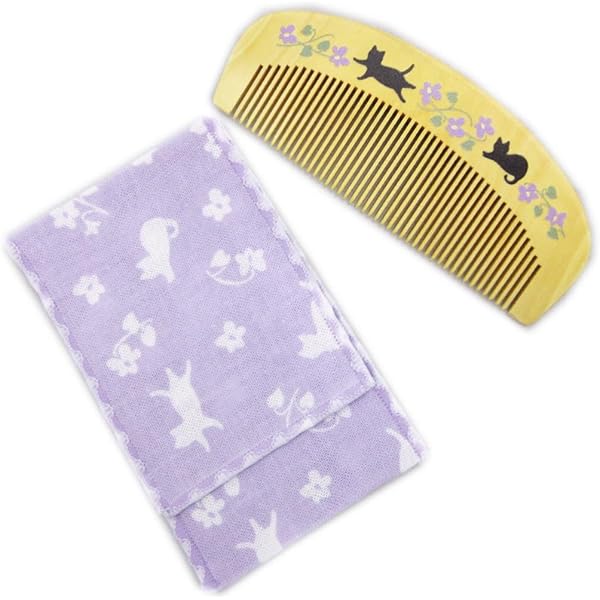 Amazon.co.jp: 本つげ櫛 くし クシ ケース付 椿油 桜うさぎ 日本