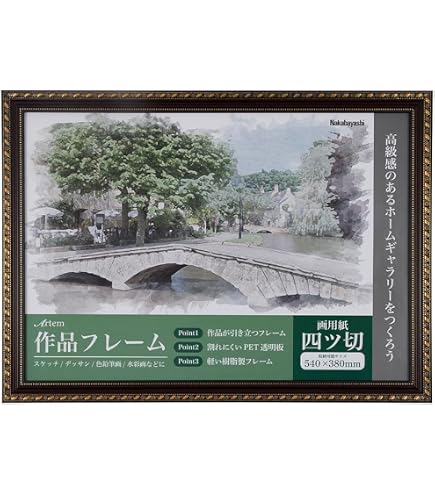 版画　横　特寸法　葉しようめい　額装仕上げ品 Amazon.co.jp: ナカバヤシ 作品フレーム 画用紙四ツ切判/B3判 F-GW-112