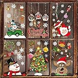 Joyoldelf クリスマス ステッカー 8枚組 静電ステッカー ウォールステッカー 窓ステッカー シール 30*20cm 汚れない 剥がせる 雪の結晶 サンタクロース 雪だるま トナカイ MERRY CHRISTMAS プレゼント クリスマスツリー 冬 クリスマス 飾り 部屋 インテリア 車