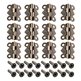 20個 ビンテージ アンティークブラス バタフライヒンジ ネジ付き ジュエリーボックス 20x17mm DIY修理