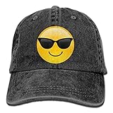大人 デニム キャップemoji 絵文字 顔 メガネ 大人気 ウトドア キャップ 通気性良好 紫外線対策 日よけ 小顔効果 プリント付き 無地 ブラック