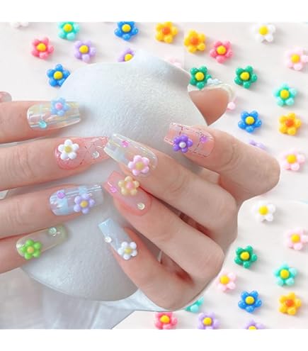 Amazon | ネイルパーツ 50個セット3D 立体 可愛い ハート 星 花 雲