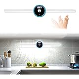 Anyuainiya Under Cabinet Lights, Upgraded Smart Wave Sensor Cabinet Light with Clock, 48cm Dimmable Wireless Closet Lights, 6