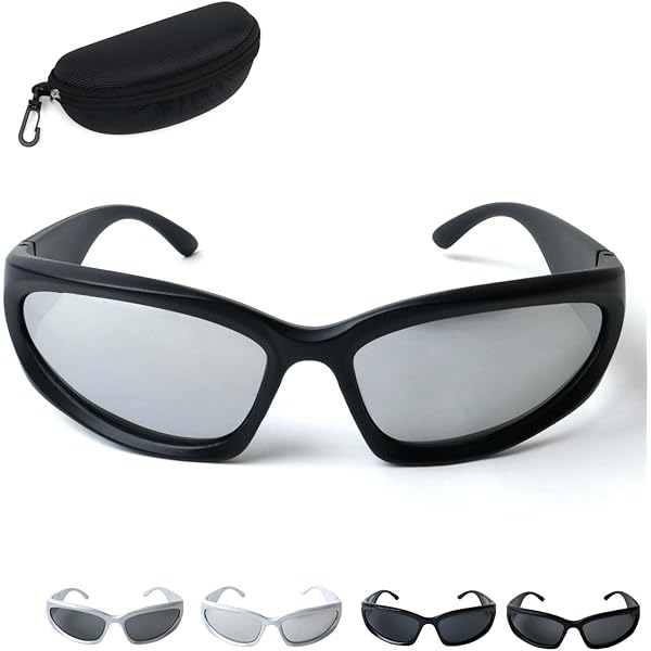 Amazon | knliwkm スポーツ ラップアラウンドサングラス シルバー Y2K