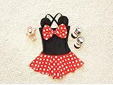 S&C Live 水着 子供 女の子 ミッキマウス柄　かわいいリボン付　幼稚園用　子供お誕生日プレゼント　出産お祝いプレゼント＃16115 (L)