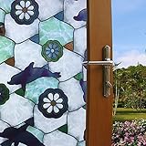 窓ガラス 不透明 青い 海 イルカ プライバー保護 断熱フィルム家具の色褪せを低減 夏は涼しく 水接着タイプ