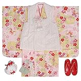 七五三着物　三歳女の子被布セット　ブランド和がまま　レース被布　黄色　ピンクぼかし　桜　金彩　雛祭り　お正月