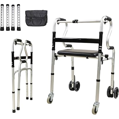 Amazon | Sinceborn歩行補助器 抗力調整可能歩行器 抑速 折りたたみ式