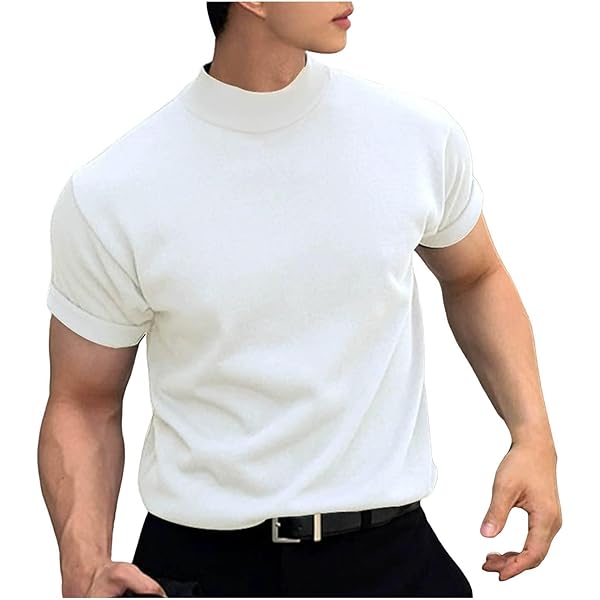 Amazon | [KELIHAWK] ハイネックtシャツ メンズ 半袖 トップス モック