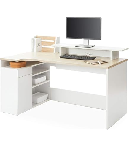 Amazon | FLEXISPOT l字デスク ㍶デスク FD19 デスク 収納付き