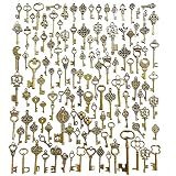 [YINKE] キー チャーム アンティーク調 スケルトンキー 鍵 DIY 金古美 ハンドメイド ハンドメイド アクセサリー 飾り レトロ 120個