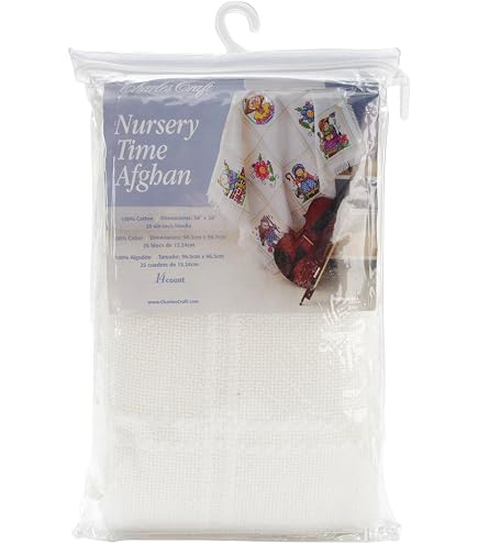 DMC Baby Alphabet Afghan – 100% Baumwolle, 114x104 Cm, Weiß, Kreuzstich-Set