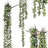 2 Pcsハンギング人工多肉植物28インチHanging basketplant、Lover Tears植物人工Hanging String of Pearls植物フェイク多肉、文字列の真珠