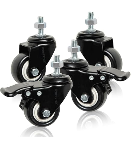 4-Pack 2" Locking Stem Casters – 5/16"-18 Threaded Stem, 580 Lbs Capacity, Dual Lock For Wire Shelving, Carts & Furniture (Blue)