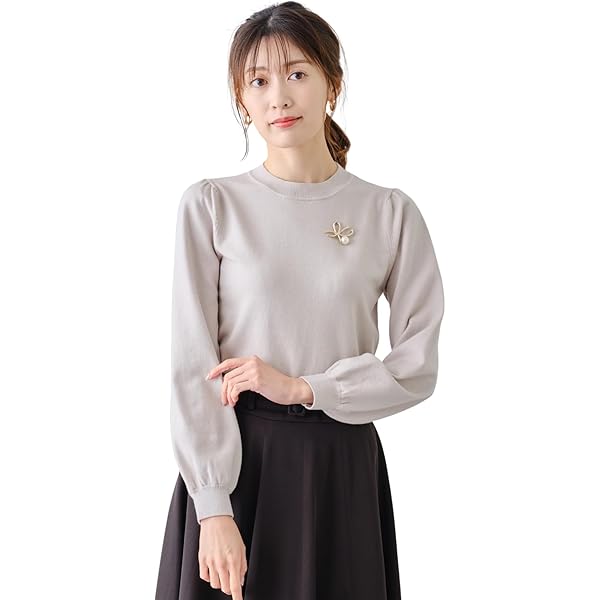 MISCH MASCH❤︎袖&胸元パールが2wayニット Amazon | [ミッシュマッシュ] セーター パールネックニット