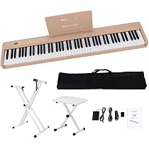 電子ピアノ　88鍵盤　充電タイプ　スリム軽量 ベージュ Amazon | Carina 電子ピアノ 88鍵盤 キーボード 充電式 コードレス